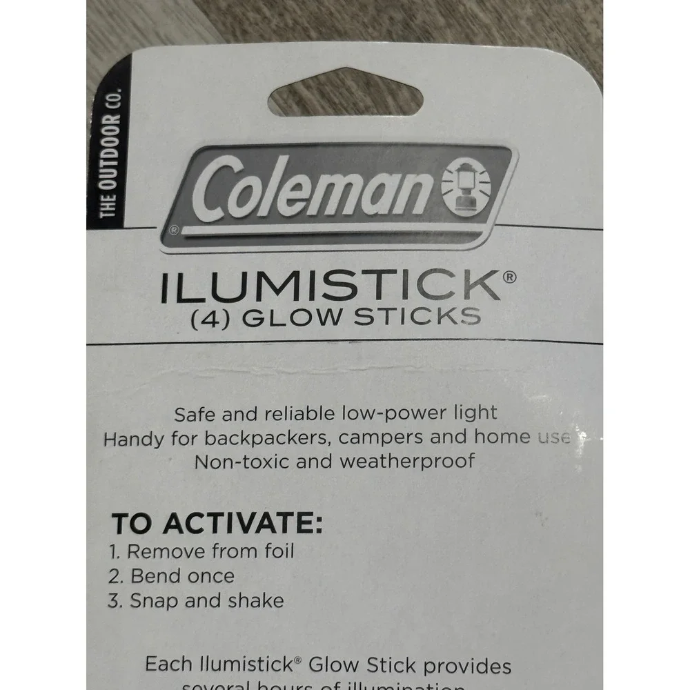 Coleman Ilumistick‎ 8 Glow Sticks Weatherproof Non Toxic Camp Hiking Outdoor